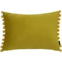 Fiesta Pom Pom Cushion - Bamboo Gold, Velvet