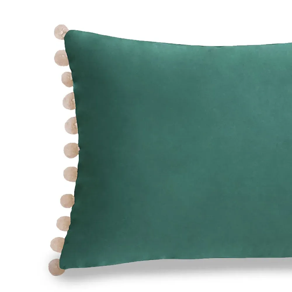 Fiesta Pom Pom Cushion - Duck Egg Natural, Velvet
