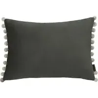 Fiesta Pom Pom Cushion - Mink Silver, Velvet