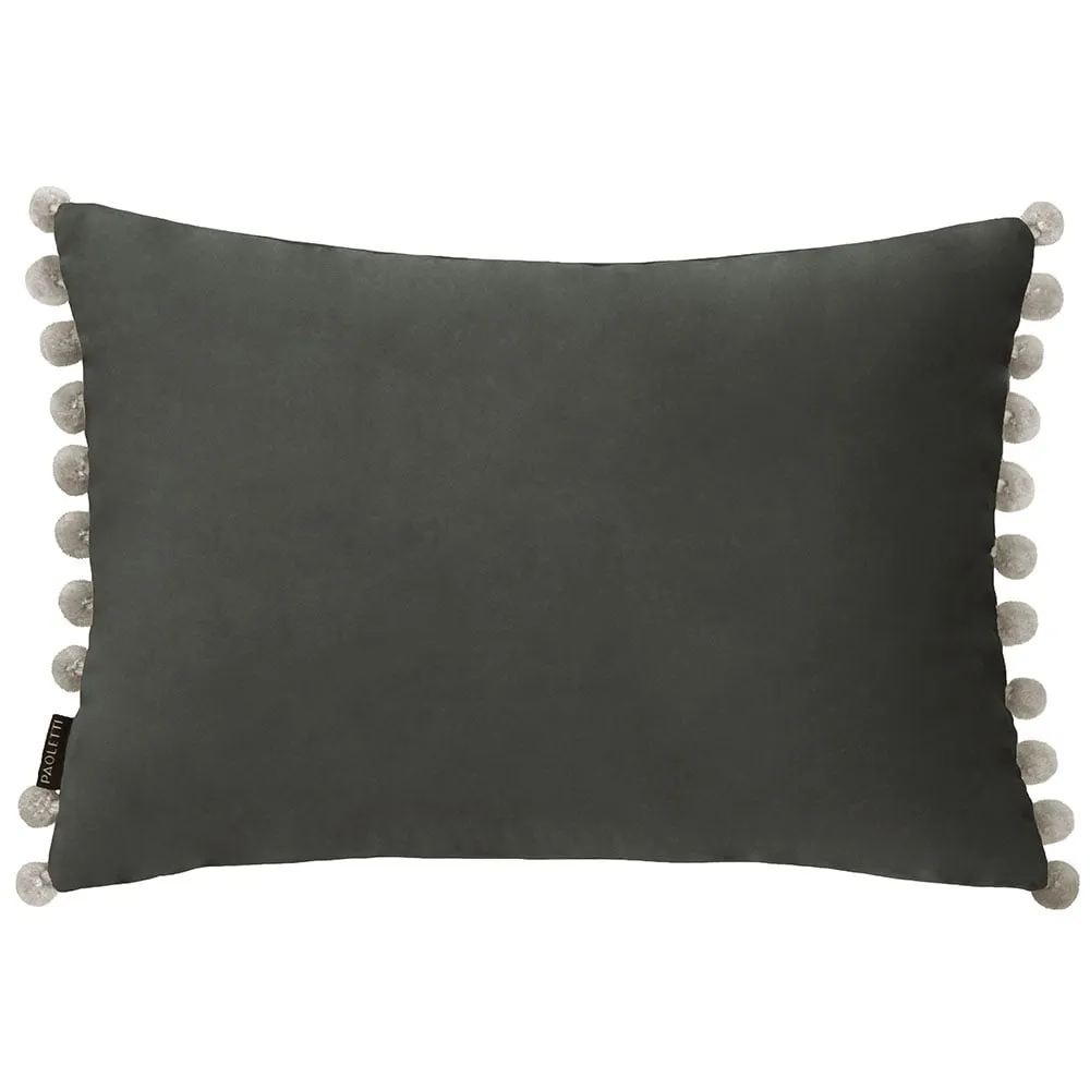Fiesta Pom Pom Cushion - Mink Silver, Velvet image