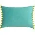 Fiesta Pom Pom Cushion - Teal Bamboo, Velvet