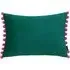 Fiesta Pom Pom Cushion - Teal Berry, Velvet