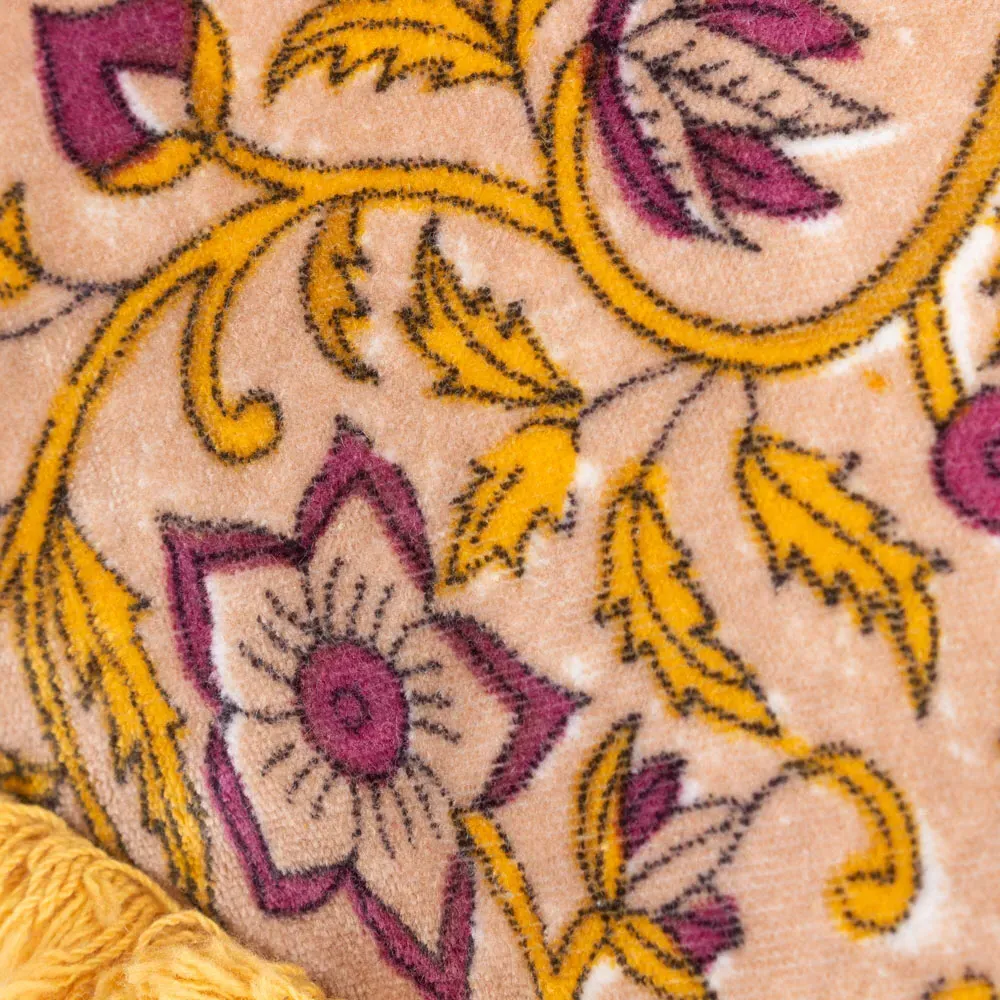 Filagree Shell Floral Cotton Velvet Cushion - Multi