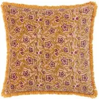 Filagree Shell Floral Cotton Velvet Cushion - Multi