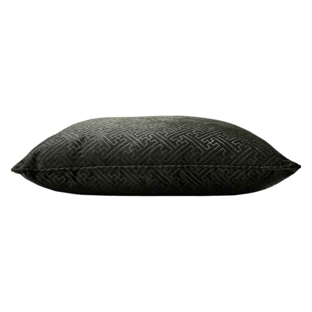 Florence Embossed Velvet Cushion - Black