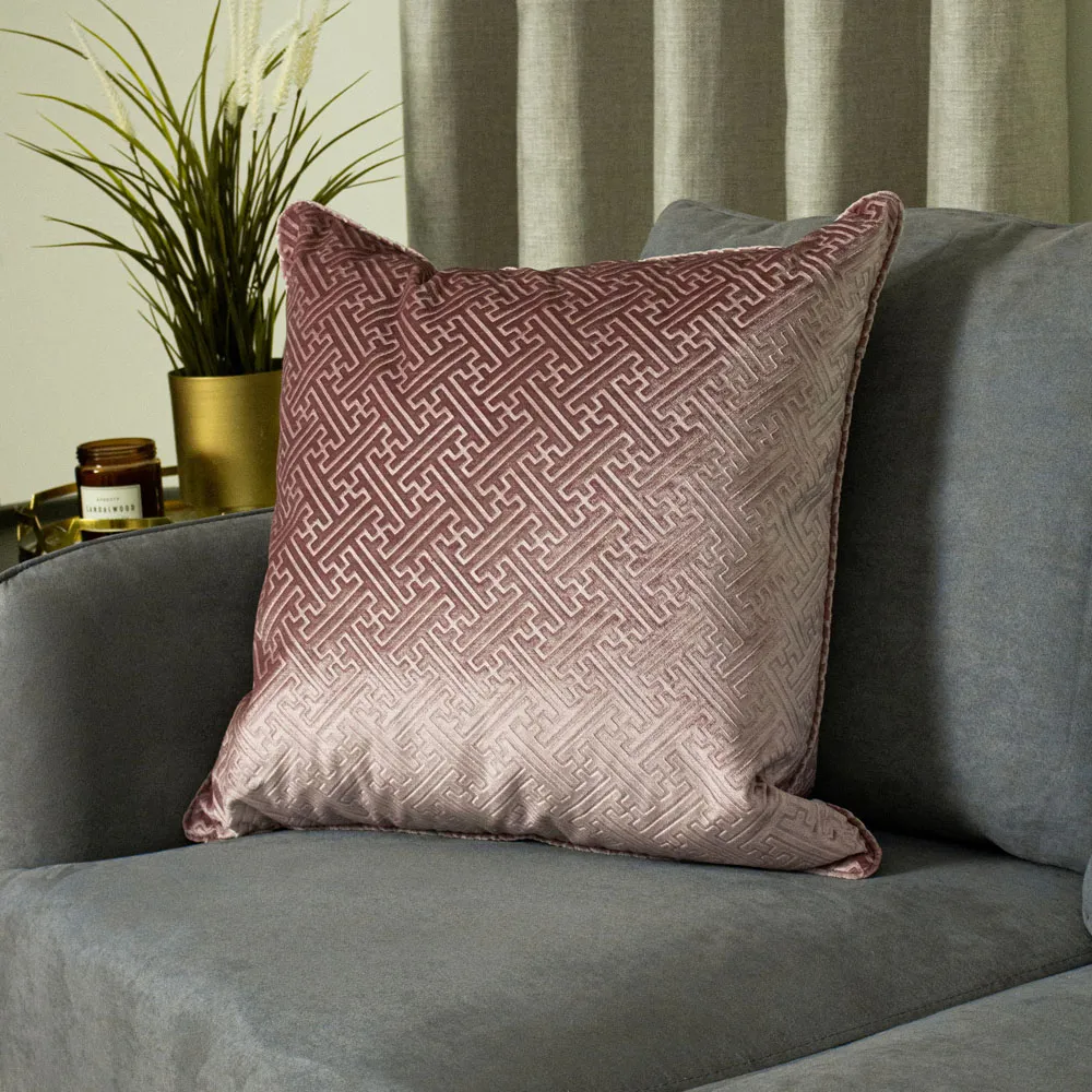 Florence Embossed Velvet Cushion - Blush