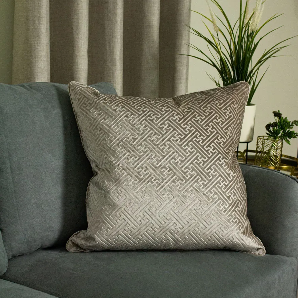 Florence Embossed Velvet Cushion - Champagne