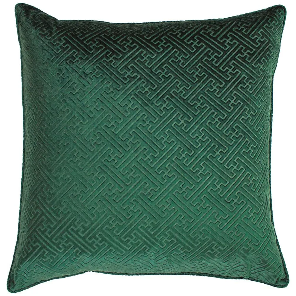 Florence Embossed Velvet Cushion - Emerald