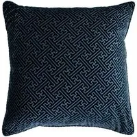 Florence Embossed Velvet Cushion - Navy