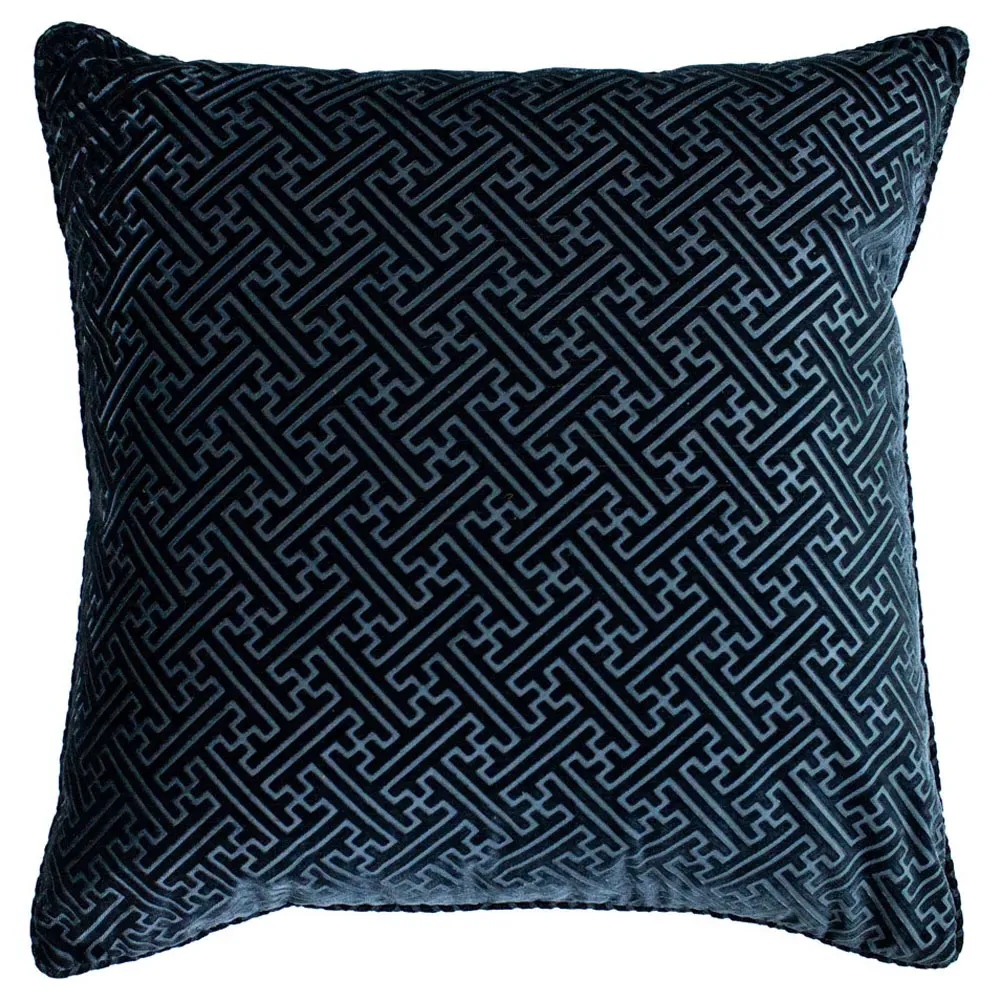Florence Embossed Velvet Cushion - Navy image