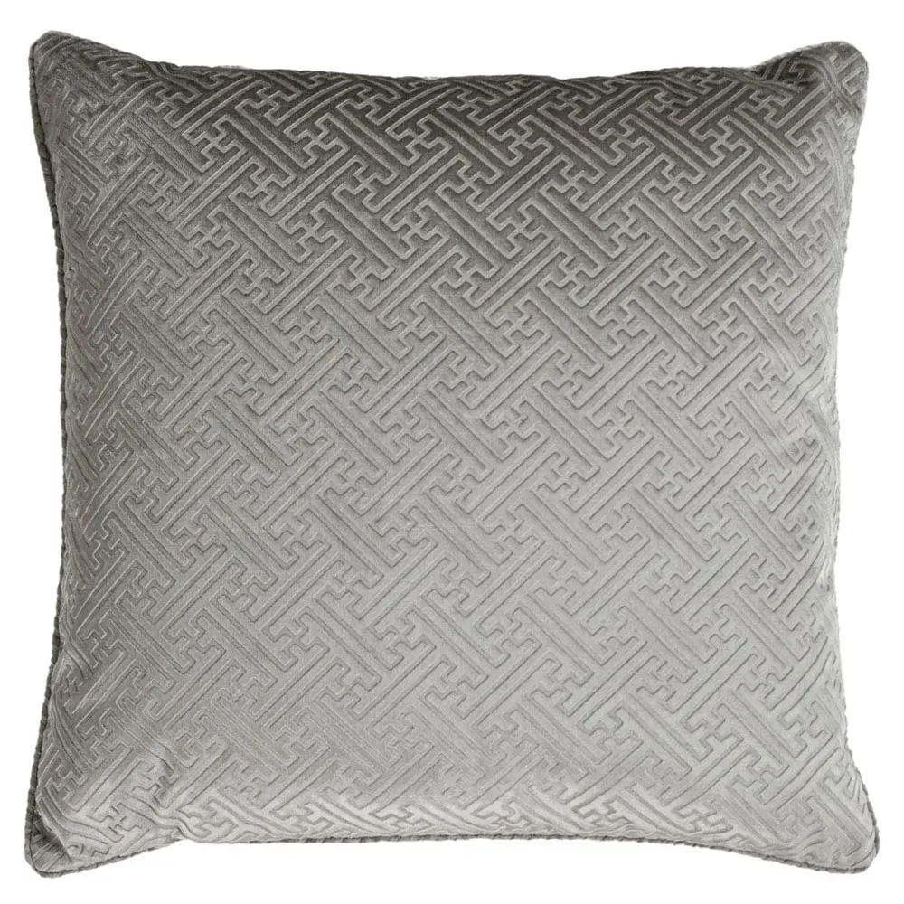 Florence Embossed Velvet Cushion - Silver