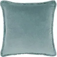 Freya Fringed Cushion - Duck Egg, Velvet