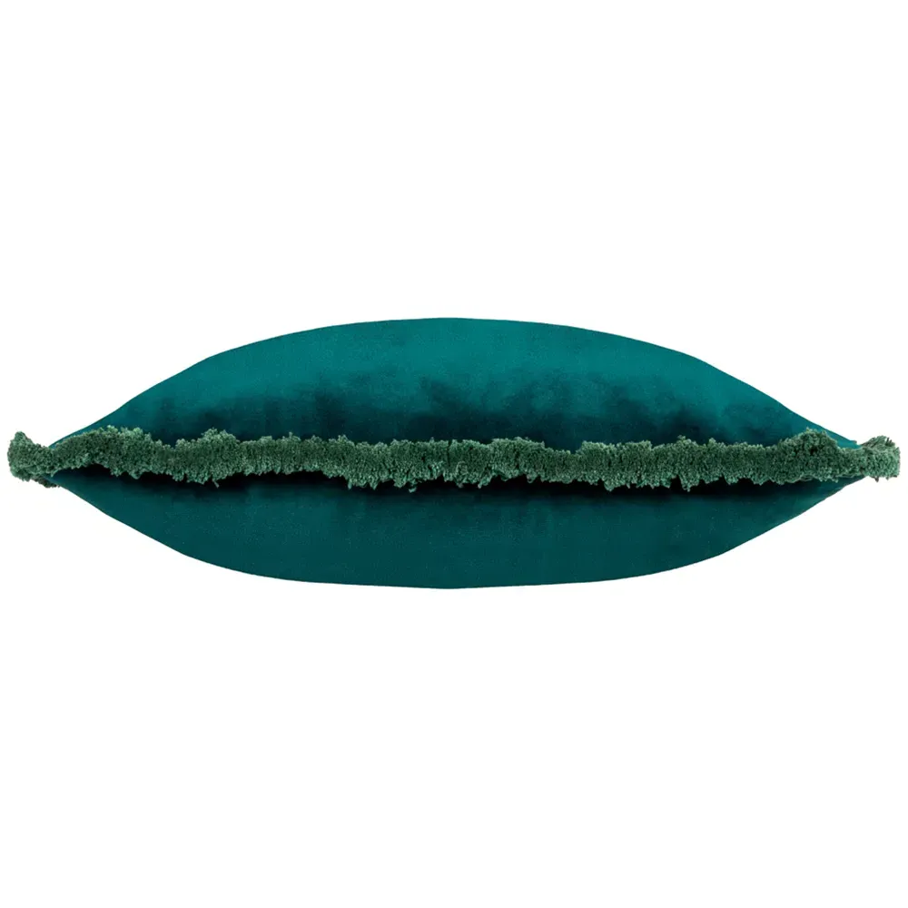 Freya Velvet Fringed Cushion - Teal
