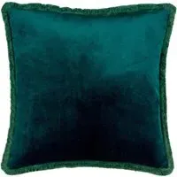 Freya Velvet Fringed Cushion - Teal