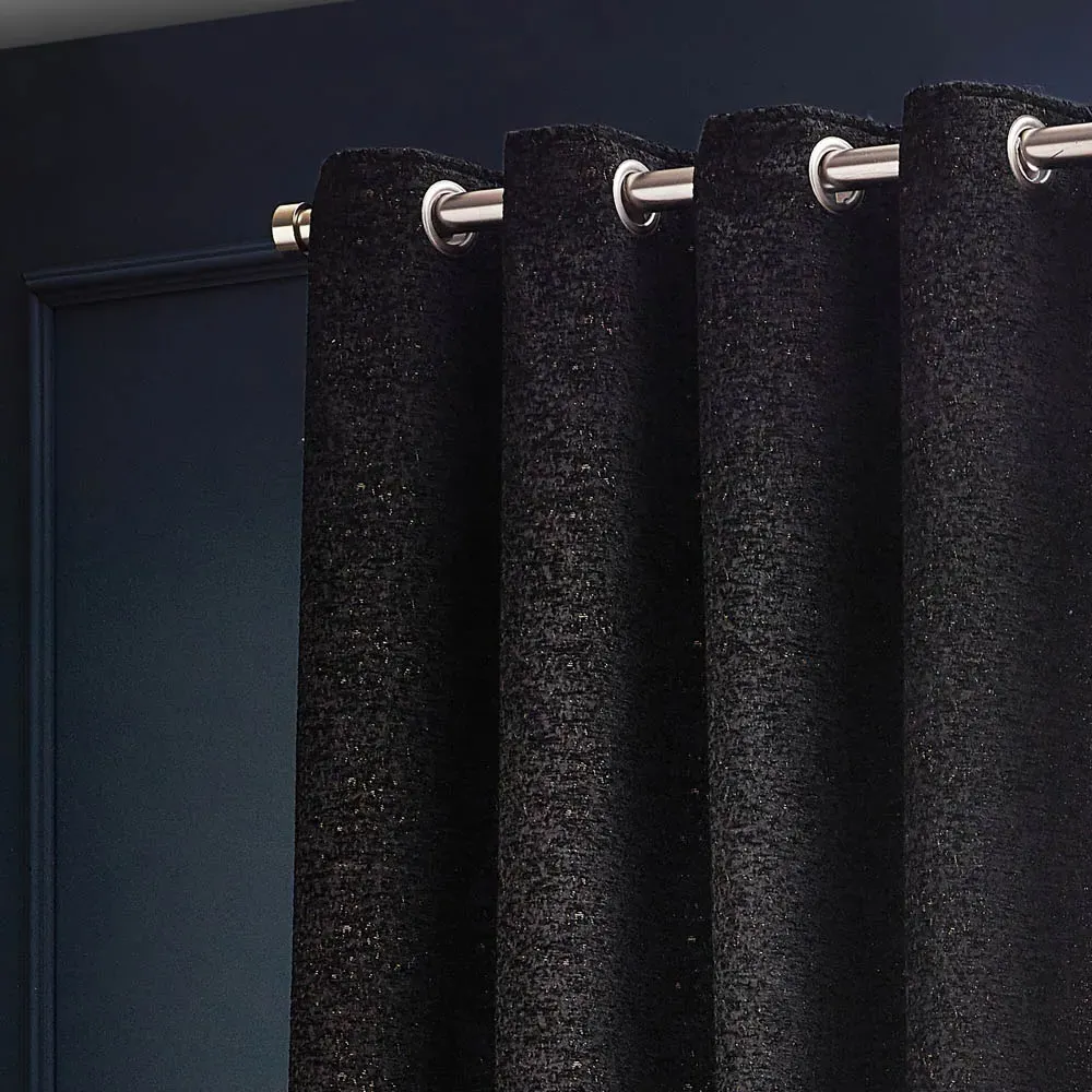 Galaxy Eyelet Curtain - Black, Chenille