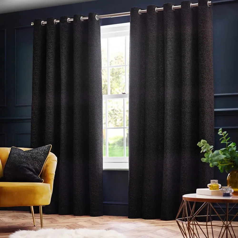 Galaxy Eyelet Curtain - Black, Chenille