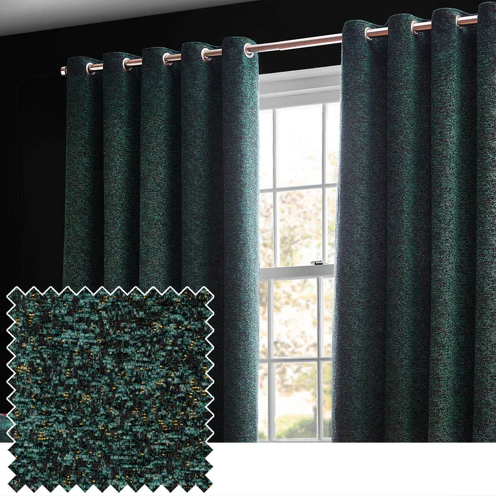Galaxy Eyelet Curtain - Emerald, Chenille