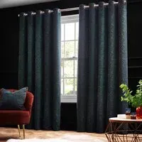 Galaxy Eyelet Curtain - Emerald, Chenille