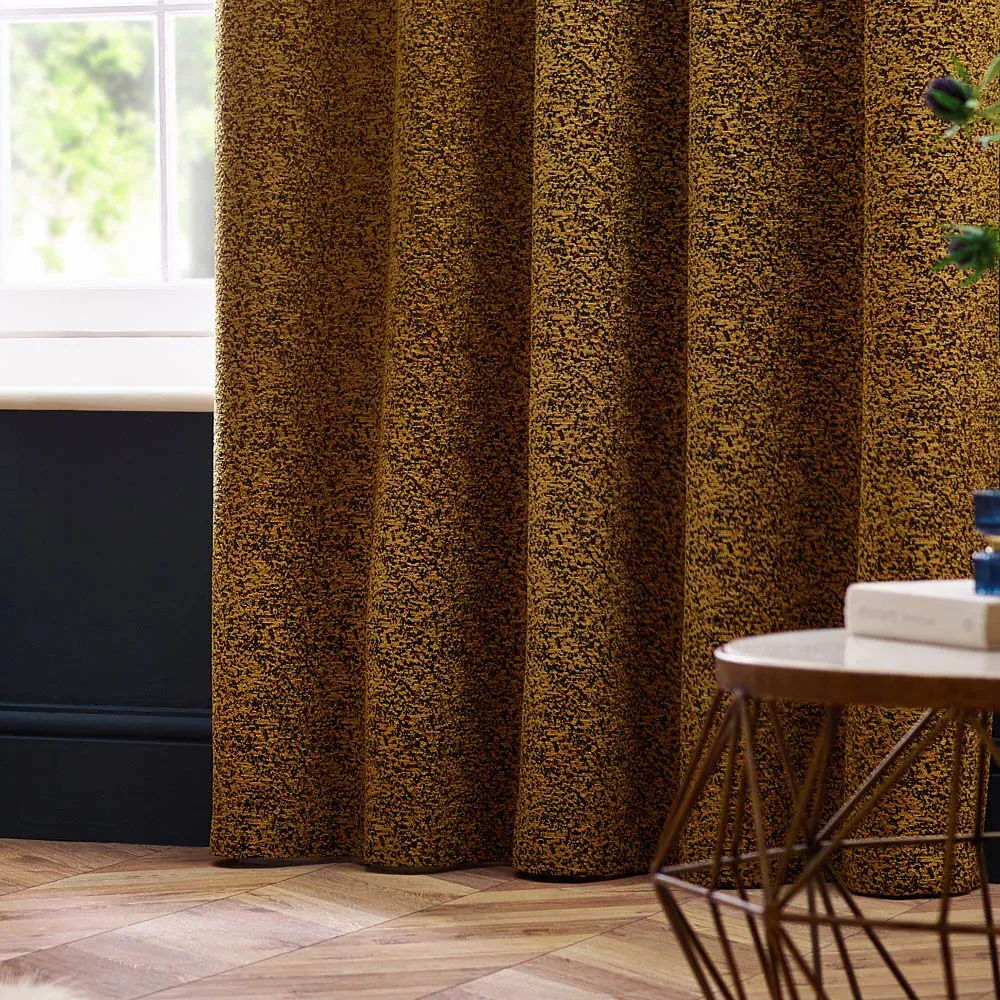 Galaxy Eyelet Curtain - Gold, Chenille