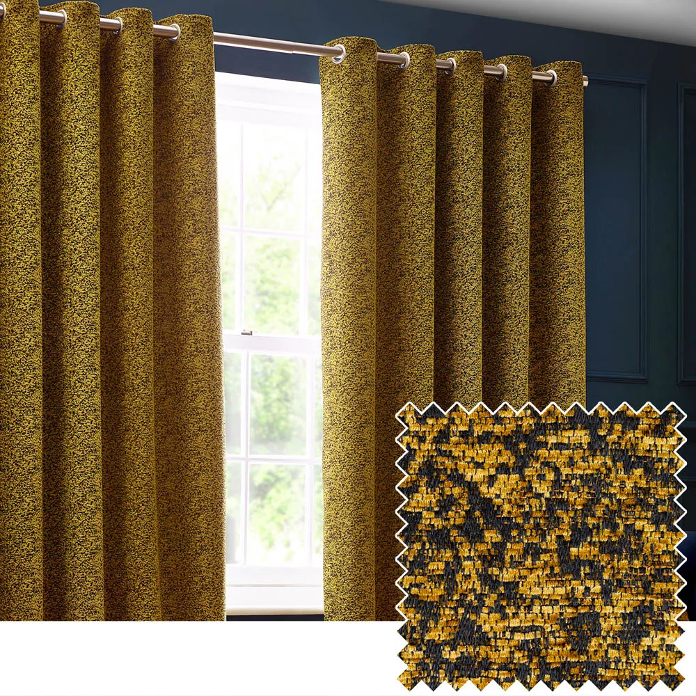 Galaxy Eyelet Curtain - Gold, Chenille