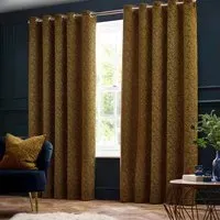 Galaxy Eyelet Curtain - Gold, Chenille