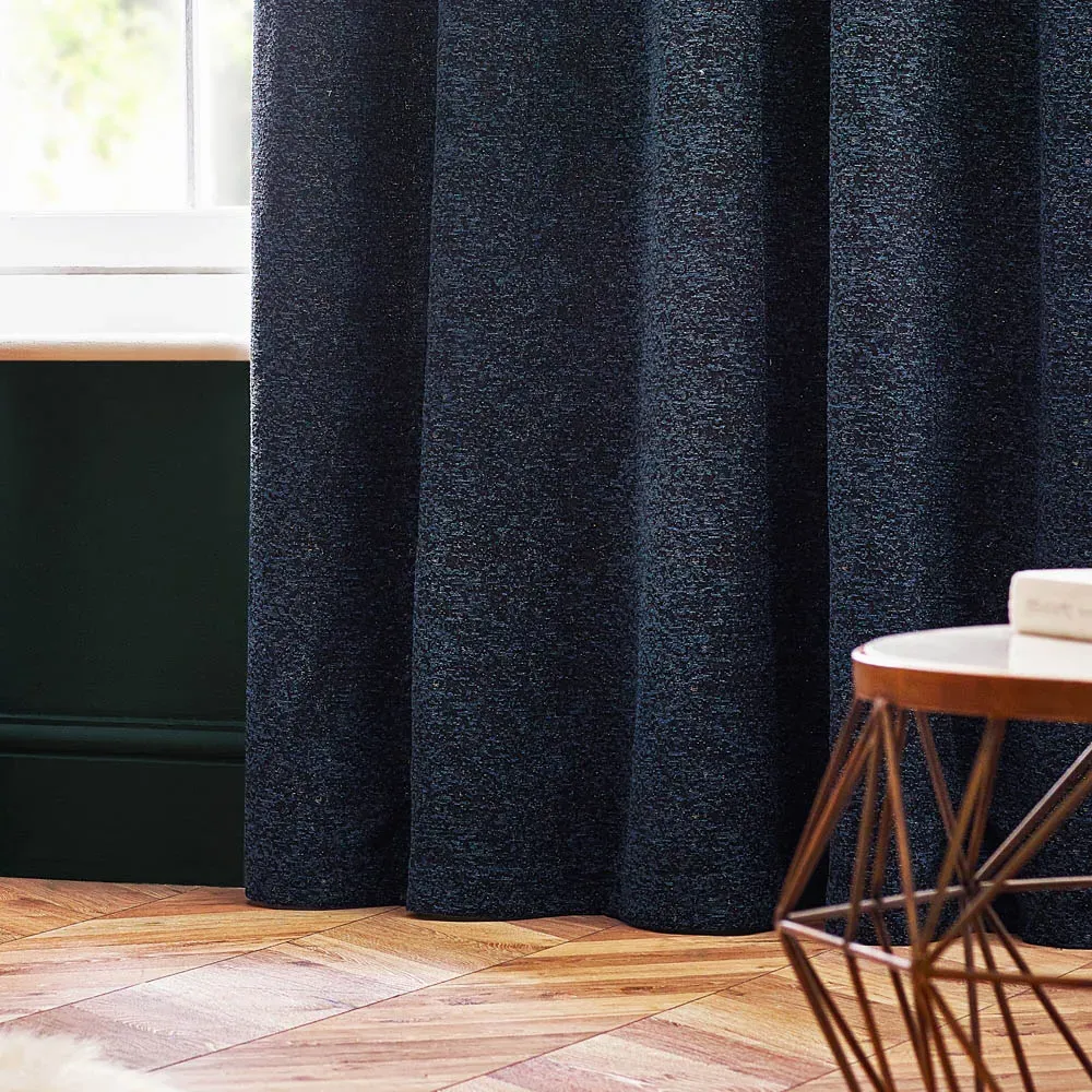 Galaxy Eyelet Curtain - Navy, Chenille