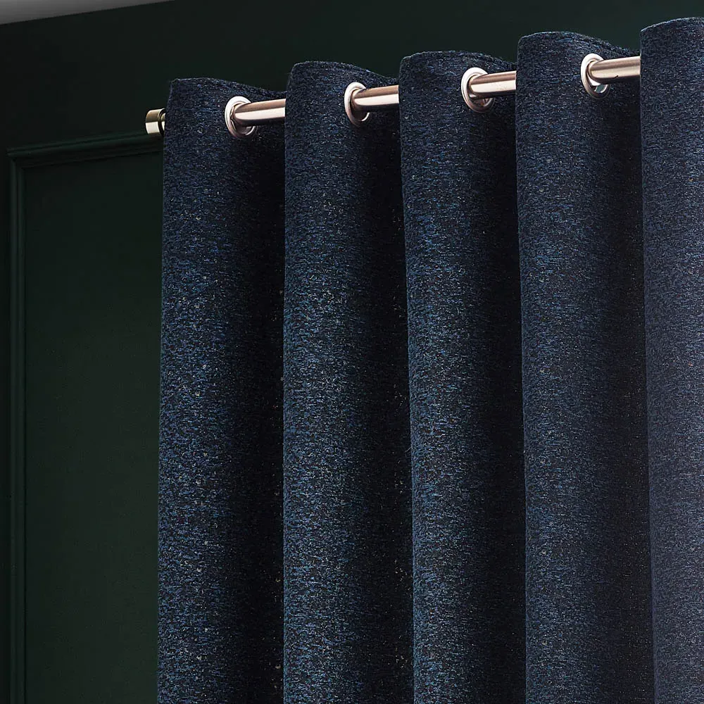 Galaxy Eyelet Curtain - Navy, Chenille