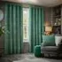 Gatsby Emerald Jacquard Eyelet Curtain - Green