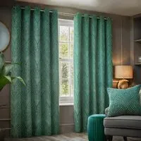 Gatsby Emerald Jacquard Eyelet Curtain - Green