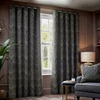 Gatsby Jacquard Eyelet Curtain - Black