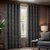 Gatsby Jacquard Eyelet Curtain - Black