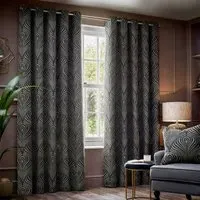 Gatsby Jacquard Eyelet Curtain - Black