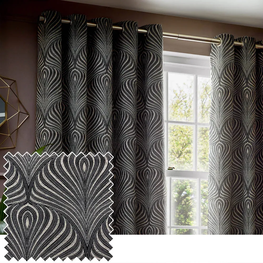 Gatsby Jacquard Eyelet Curtain - Black