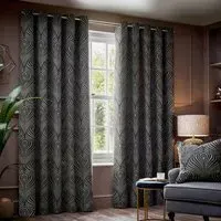 Gatsby Jacquard Eyelet Curtain - Black