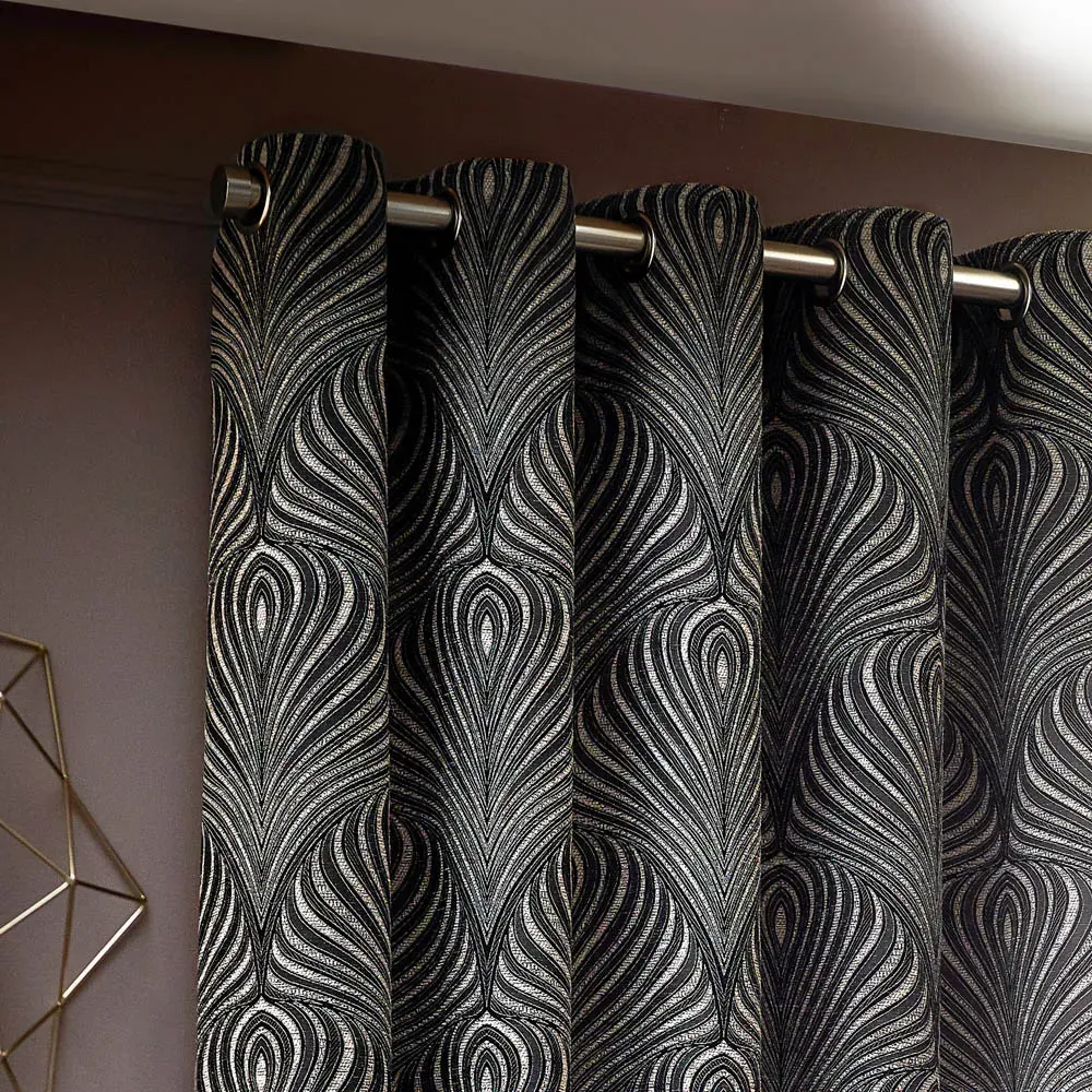 Gatsby Jacquard Eyelet Curtain - Black