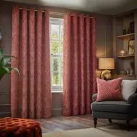 Gatsby Jacquard Eyelet Curtain - Terracotta