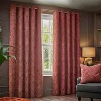 Gatsby Jacquard Eyelet Curtain - Terracotta