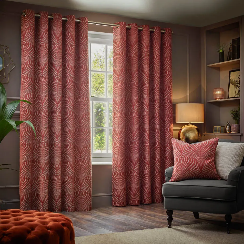 Gatsby Jacquard Eyelet Curtain - Terracotta