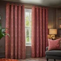 Gatsby Jacquard Eyelet Curtain - Terracotta