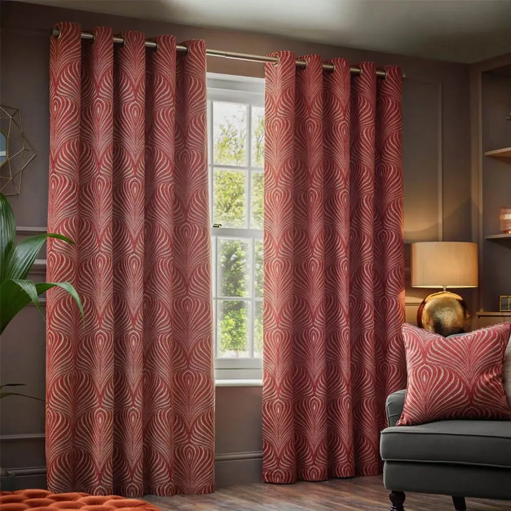 Gatsby Jacquard Eyelet Curtain - Terracotta