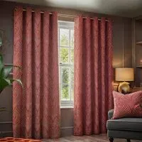 Gatsby Jacquard Eyelet Curtain - Terracotta