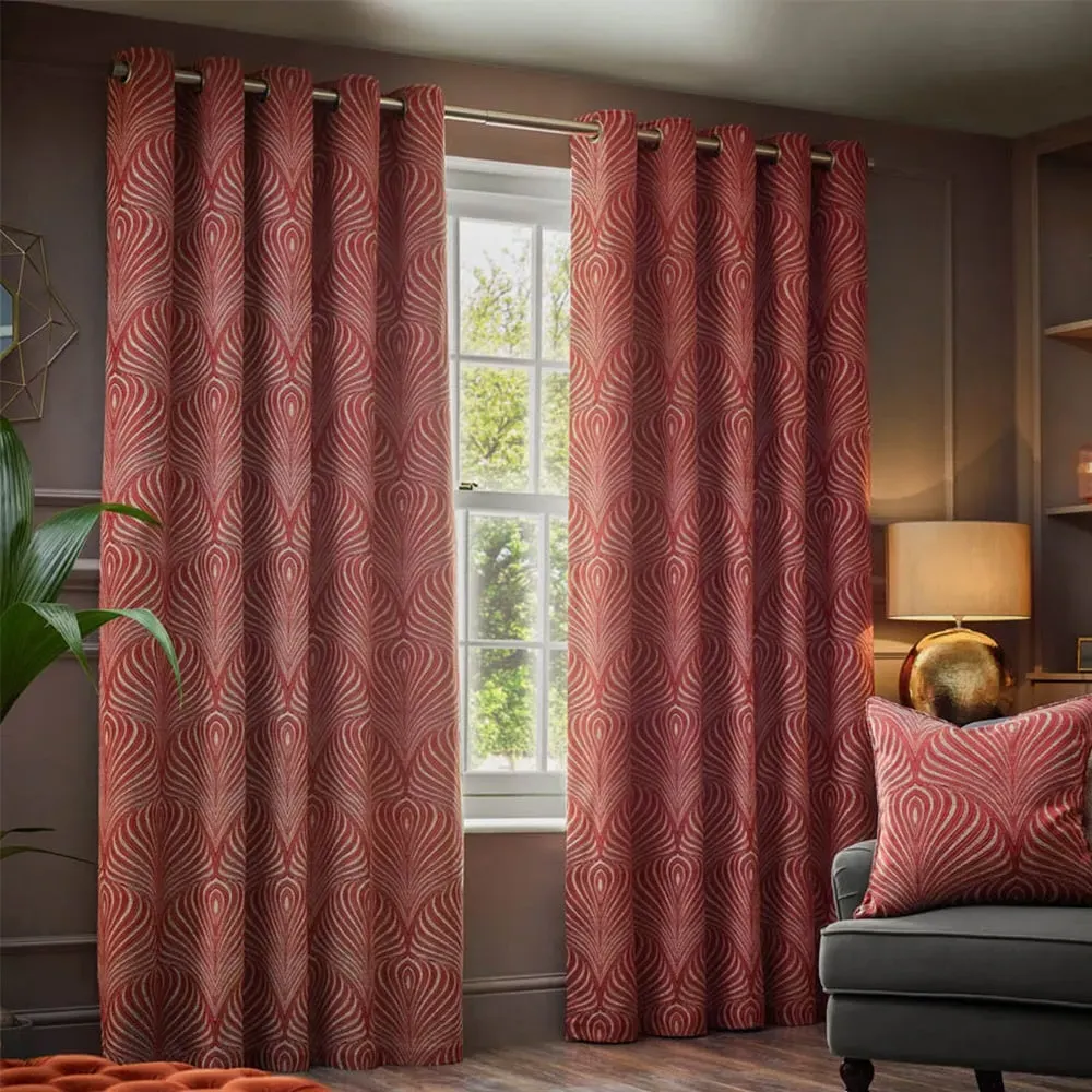 Gatsby Jacquard Eyelet Curtain - Terracotta