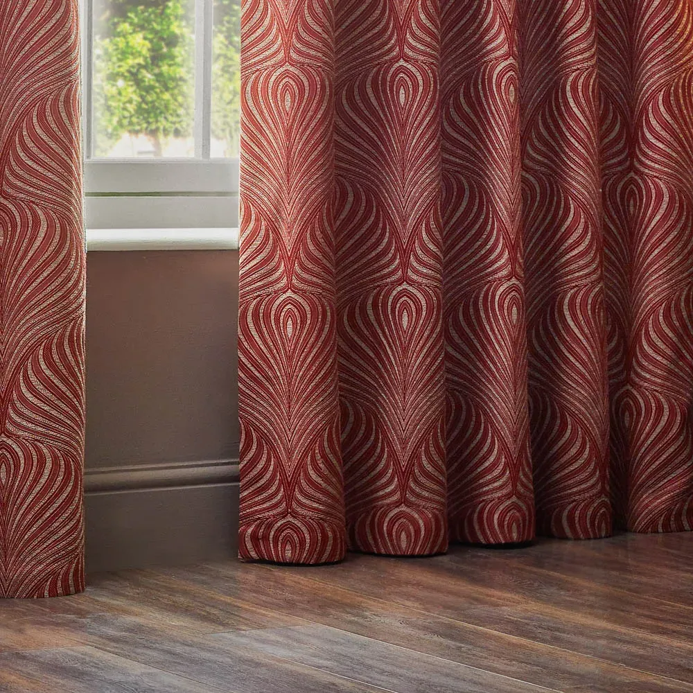 Gatsby Jacquard Eyelet Curtain - Terracotta