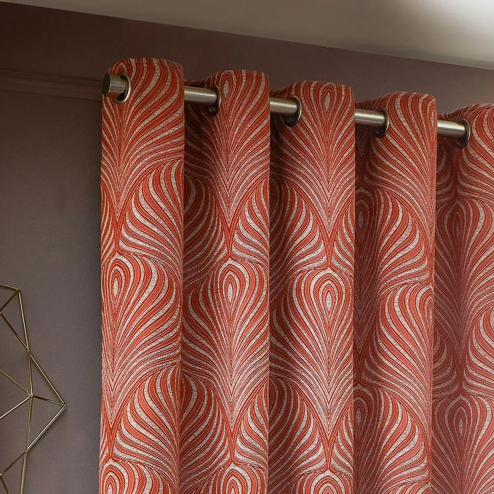 Gatsby Jacquard Eyelet Curtain - Terracotta