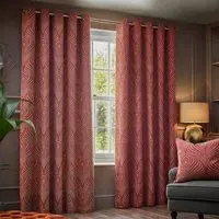 Gatsby Jacquard Eyelet Curtain - Terracotta