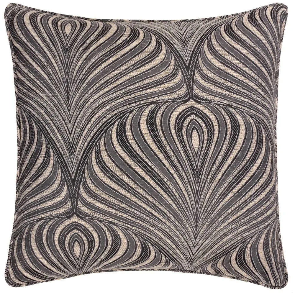 Gatsby Jacquard Piped Cushion - Black
