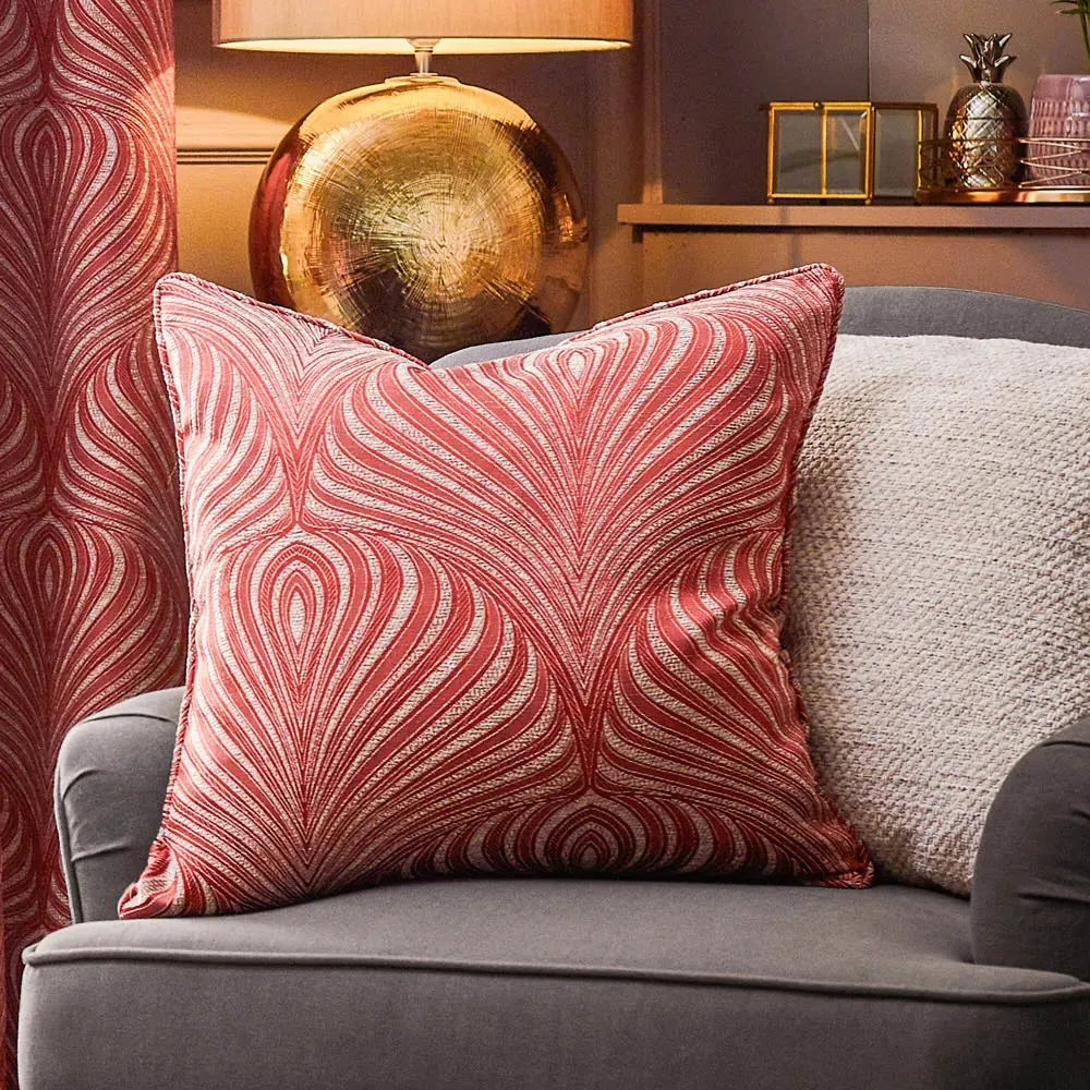 Gatsby Jacquard Piped Cushion - Terracotta