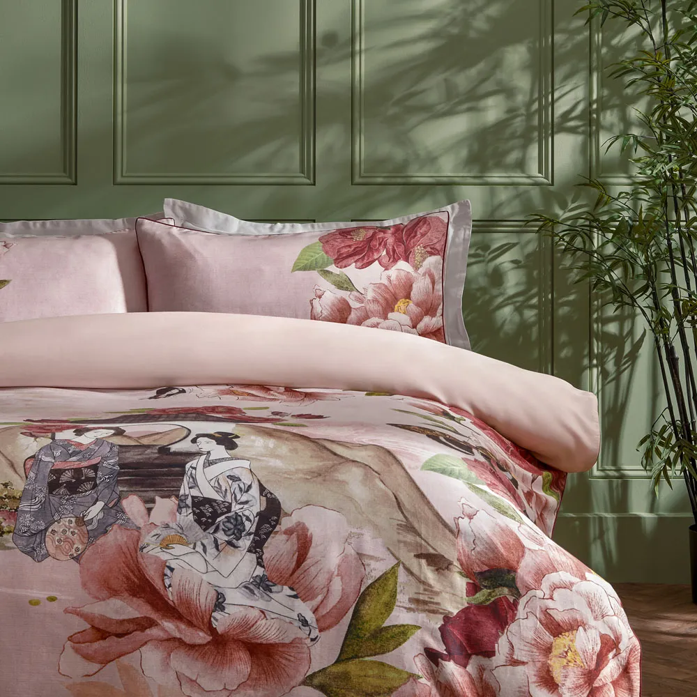 Geisha Double Duvet Set - Pink, Cotton