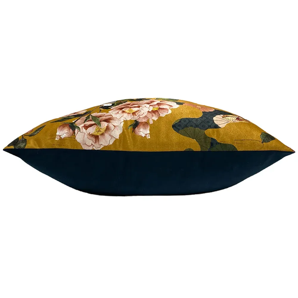 Geisha Floral Cushion - Ochre