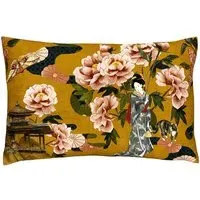 Geisha Floral Cushion - Ochre